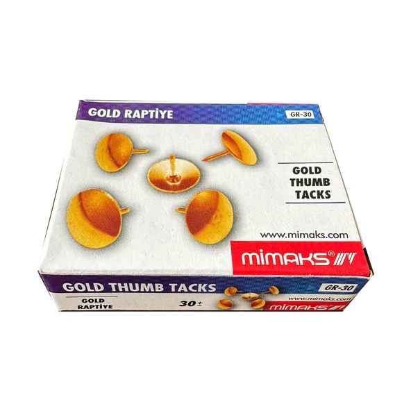 Mimaks Pirinç Gold Altın Renk Raptiye Standart Boy - 30 Adetlik Kutu ürün görseli 1