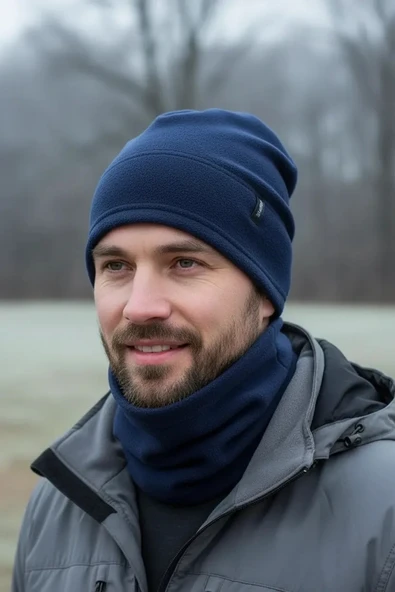 Yeni Sezon Unisex Sonbahar ve Kış için Polar Boyunluk siyah 2 Li takım ürün görseli 1
