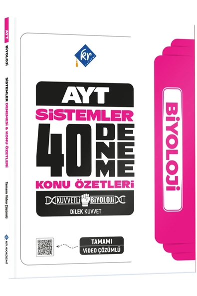 Dilek Kuvvet Kuvvetli Biyoloji AYT Biyoloji Sistemler 40 Deneme Konu Özetleri KR Akademi Yayınları ürün görseli 1