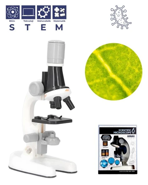 Temel Işıklı Bilim Mikroskopu 100x 400x 1200x Plastik STEM Eğitim Seti ürün görseli 1