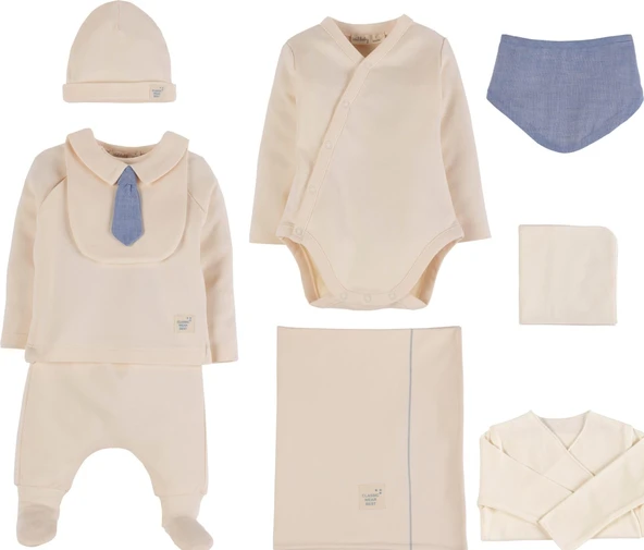 idil baby Organik Erkek Bebek Hastane Çıkışı  8'li Set ürün görseli 1