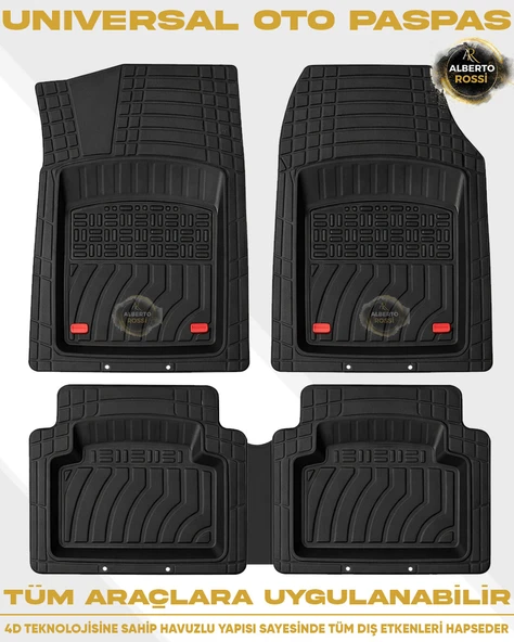 TESLA Model X Uyumlu 4D JKR PRO SİYAH Havuzlu Paspas Universal-Yumuşak Kaymaz Taban ürün görseli 1