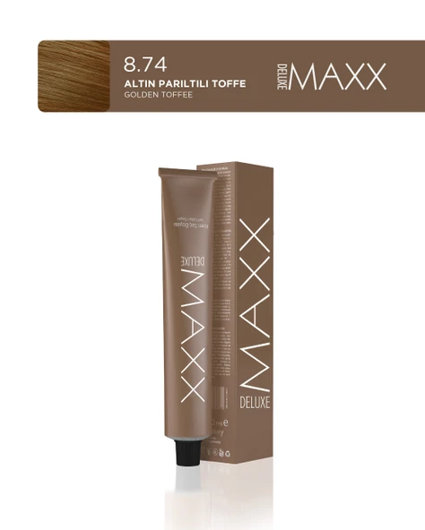 MAXX DELUXE Tüp Saç Boyası 60 ml 8.74 Altın Parıltılı Toffe ürün görseli 1