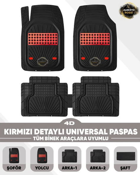 Kia Sportage Elegance Konfor/Cool Paket/Prestige  2022 Sonrası Model Uyumlu 4D LİNE KIRMIZI Havuzlu Paspas Universal-Yumuşak Kaymaz Taban ürün görseli 1