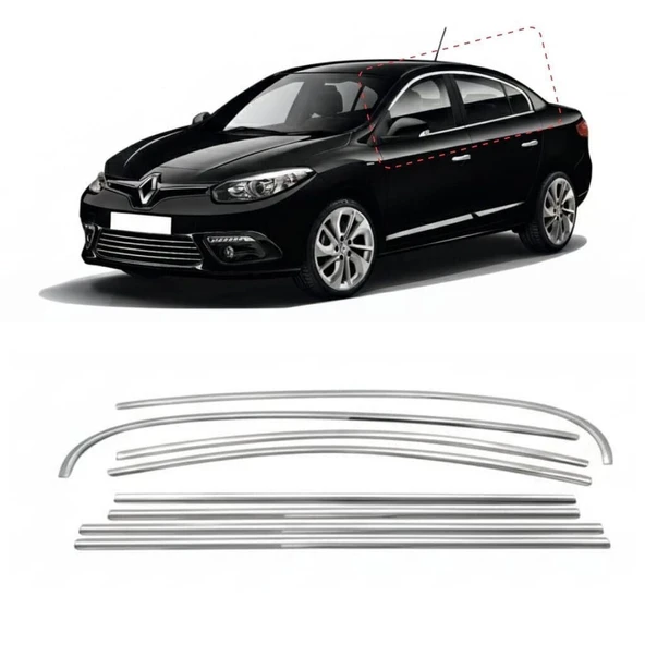 AUTOGP Renault fluence cam çerçevesi kenar çıtası krom tamtur 8 parça ürün görseli 1