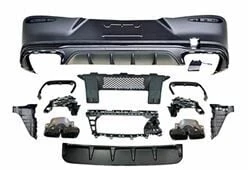 AUTOGP Mercedes glc w254 glc43 arka tampon difüzörü ve egzoz ucu siyah ürün görseli 1