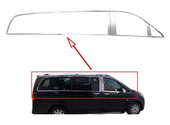 AUTOGP Mercedes vito w447 uzun cam çerçevesi kenar çıtası krom tamtur 24 parça ürün görseli 1
