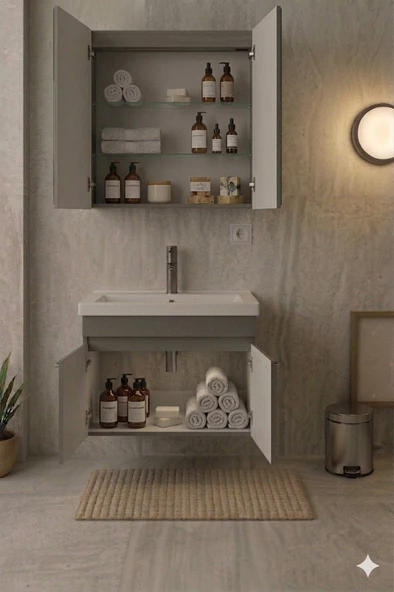 MR CLK 1. Sınıf MDFLAM Banyo Seti - 80 cm - Resim 2
