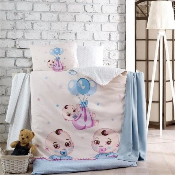 Kristal Babies Blue Bebek Nevresim Takımı 100 Pamuk ürün görseli 1