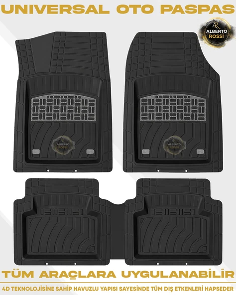 Kia Rio Hb 2006 Model Uyumlu 4D JKR PRO KROM Havuzlu Paspas Universal-Yumuşak Kaymaz Taban ürün görseli 1