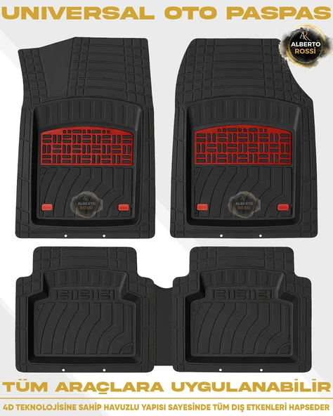 Kia Sorento 2002-2009 Model Uyumlu 4D JKR PRO KIRMIZI Havuzlu Paspas Universal-Yumuşak Kaymaz Taban ürün görseli 1