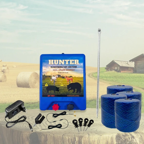 Hunter Ekonomik 2000Mt Domuz - Ayı Kovucu Elektrikli Çit Sistemi Adaptörlü ürün görseli 1