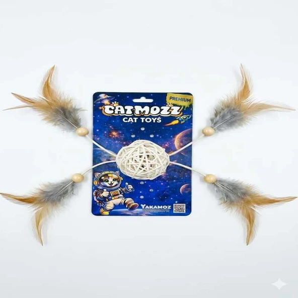CatMozz Premium Doğal İpli Bambu Top ürün görseli 1