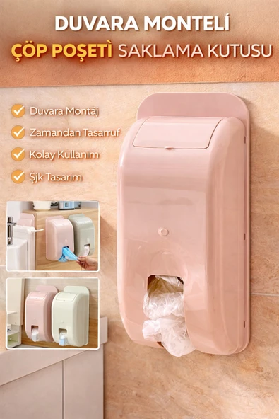Çöp Poşeti Saklama Kutusu Duvara Monte Yapışkanlı Mutfak Banyo Organizer Pratik Raf ürün görseli 1
