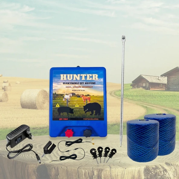 Hunter Ekonomik 1000Mt Domuz - Ayı Kovucu Elektrikli Çit Sistemi Adaptörlü ürün görseli 1
