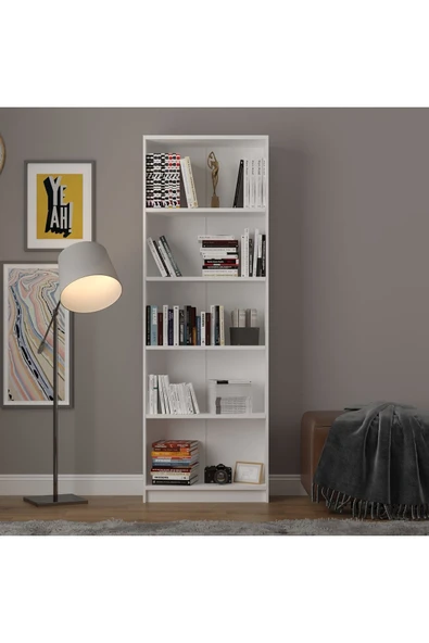 5 Raflı (5 BÖLMELİ) Beyaz Kitaplık Oyuncak Dosya Ofis Ev Modern Kitaplık Ve Raf ürün görseli 1