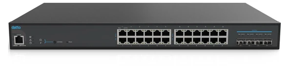 DATTO DSW100-24P-4X 24 Port PoE+, 24 x GbE, 4 SFP+, PoE budget 250W, Cloud Management + 3 Yıllık Lisans  Switch ürün görseli 1