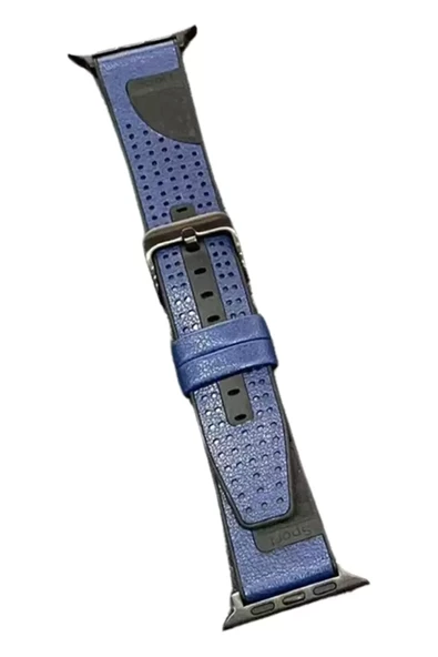 Movenchy Apple Watch 45mm Buff Deri Kordon - Lacivert ürün görseli 1
