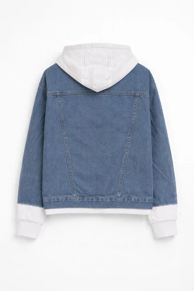Kadın Düğmeli Sweat Jean Ceket - Resim 4