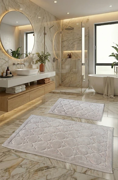 Kapadokya Yumuşacık, Süper Emici 2'li 100% Pamuk Ultra Lüks Banyo Paspası Seti Maça Kızı Desen ürün görseli 1
