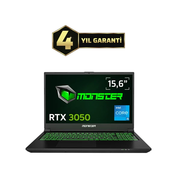 Monster Abra A5 V21.5.6 i5-12450H 8 GB 500 GB SSD RTX3050 15.6" Free Dos Dizüstü Bilgisayar ürün görseli 1