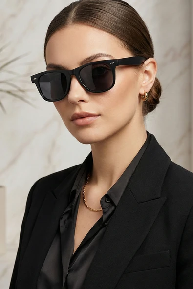 Unisex Siyah Mat Kare Güneş Gözlüğü Kalın Saplı Dn1078msyh ürün görseli 1