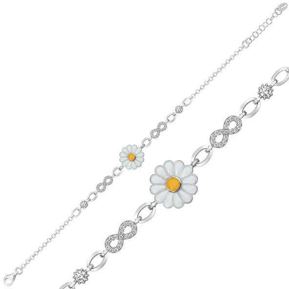 Norino 925 Ayar Gümüş Papatya Bileklik ürün görseli 1