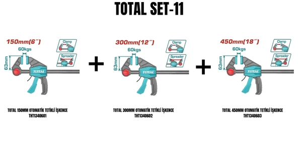 Total Set-11 (TOTAL 150mm+300mm+450mm OTOMATİK TETİKLİ İŞKENCE) ürün görseli 1
