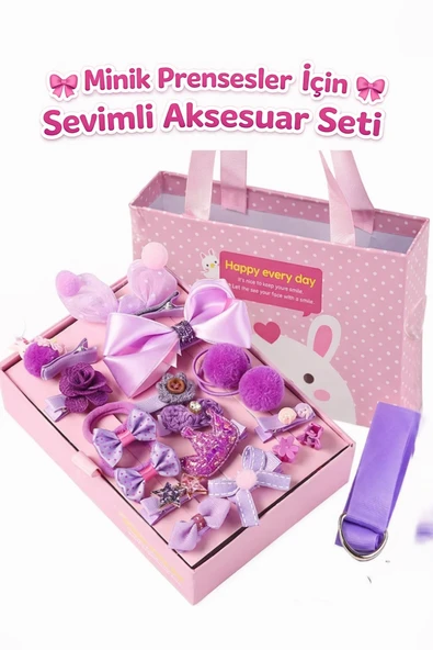 Mor Rüya 18 Parça Saç Aksesuar Seti  Kız Çocukları İçin Şık Koleksiyon ürün görseli 1