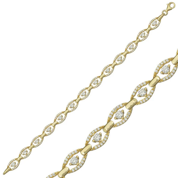 Norino 925 Ayar Gümüş Gold Oval Su Yolu Bileklik ürün görseli 1