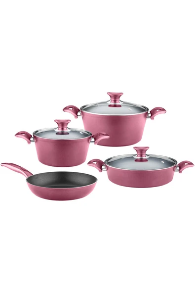 ARZU ÇELİK 7 Parça Granit Set Cam Kapak - Mürdüm - Resim 6
