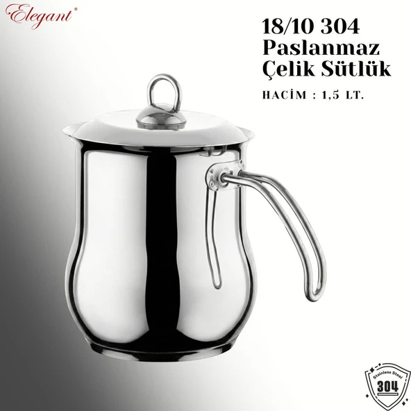 ARZU ÇELİK 1,5 Lt. Çelik Sütlük Çelik Kulp - Resim 2