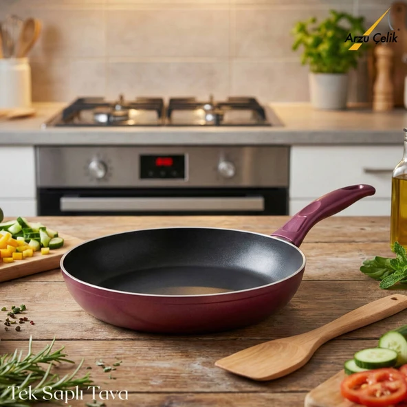 ARZU ÇELİK 28 Cm Granit Tek Saplı Tava - Mürdüm ürün görseli 1