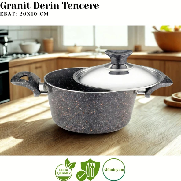 ARZU ÇELİK 12 Parça Granit Set Çelik Kapak - Siyah - Resim 5