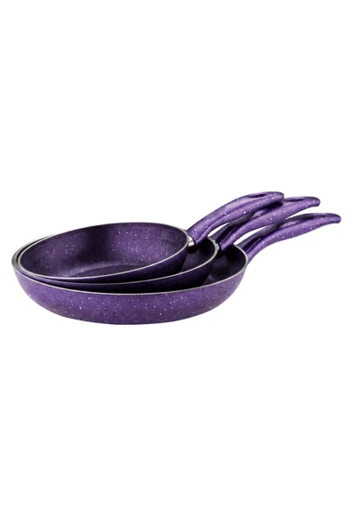 ARZU ÇELİK 3lü Granit Tek Saplı Tava Seti - Violet - Resim 4