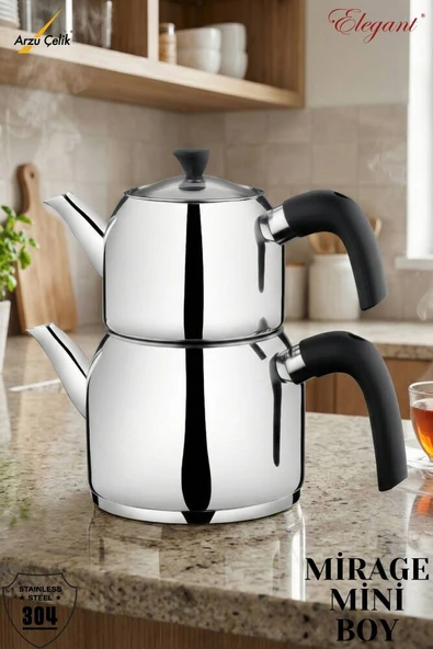 ELEGANT Mirage Mini Boy Bakalit Kulplu Çaydanlık Takımı - Siyah ürün görseli 1