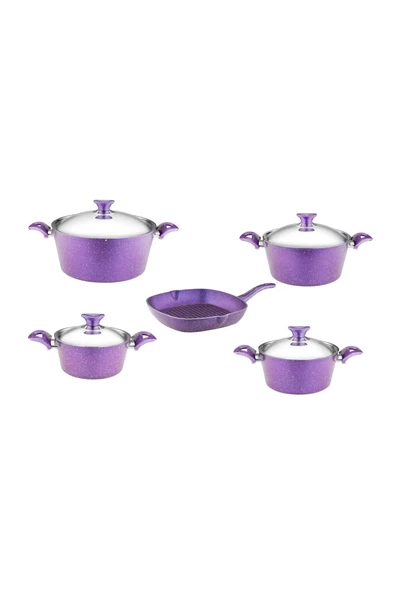 ARZU ÇELİK 9 Parça Granit Set Çelik Kapak - Violet - Resim 7