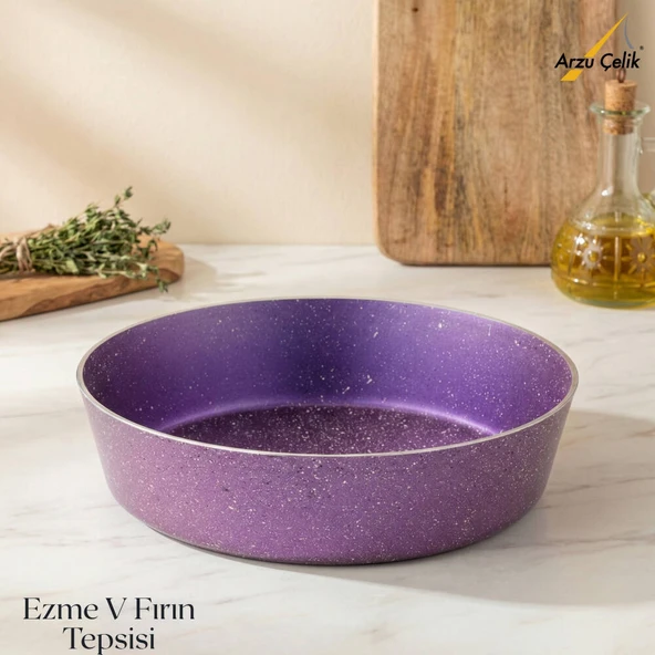 ARZU ÇELİK 28 Cm Granit Ezme V Fırın Tepsisi - Violet ürün görseli 1