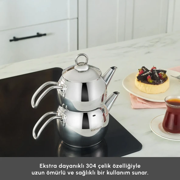 Karaca Adelya Çelik Saplı Mini Boy Çaydanlık - Resim 2