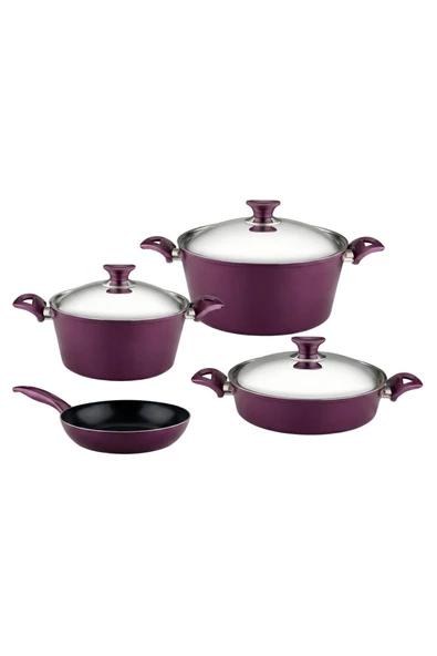 ARZU ÇELİK 7 Parça Granit Set Çelik Kapak - Mürdüm - Resim 6