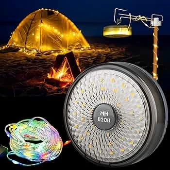 Norino Şarjlı 10 Metre Ledli Şarj Göstergeli 8 Işık Modlu Hareketli Ve Flaşör Modlu Kamp Lambası Led Işık ürün görseli 1