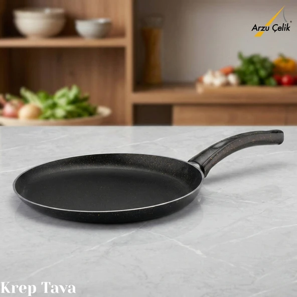 ARZU ÇELİK 32 Cm Granit Krep Tavası - Siyah ürün görseli 1