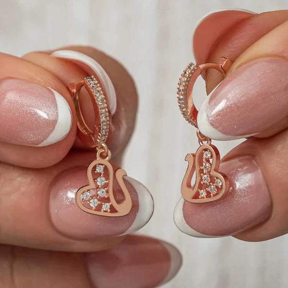 Norino Gümüş Sallantılı Rose Kuğu Kadın Küpe ürün görseli 1