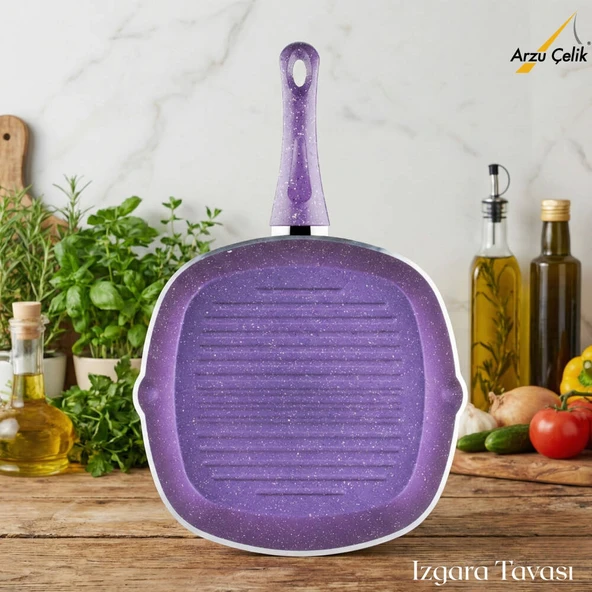 ARZU ÇELİK 28 Cm Granit Izgara Tavası - Violet ürün görseli 1