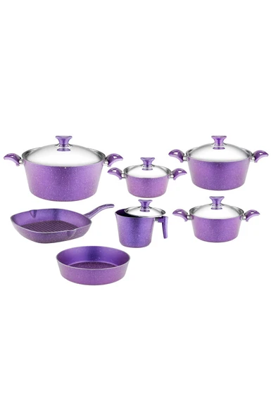 ARZU ÇELİK 12 Parça Granit Set Çelik Kapak - Violet - Resim 9