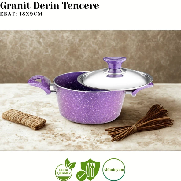 ARZU ÇELİK 9 Parça Granit Set Çelik Kapak - Violet - Resim 2
