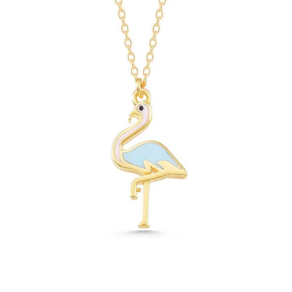 Norino 925 Ayar Gümüş Gold Flamingo Kadın Kolye ürün görseli 1