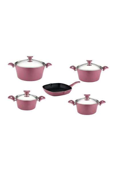 ARZU ÇELİK 9 Parça Granit Set Çelik Kapak - Mürdüm - Resim 6