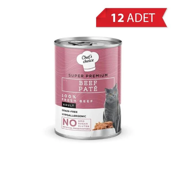 Chef's Choice Sığır Etli Yetişkin Kedi Konservesi 400 Gr 12'li ürün görseli 1
