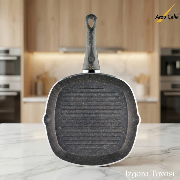 ARZU ÇELİK 28 Cm Granit Izgara Tavası - Siyah ürün görseli 1